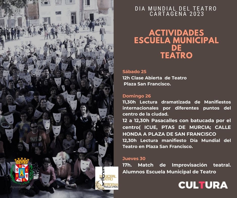 DÍA MUNDIAL DEL TEATRO 2023: Actividades Escuela Municipal de Teatro