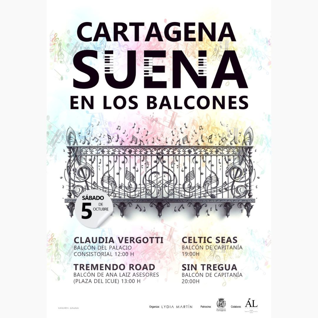 'CARTAGENA SUENA EN LOS BALCONES'. Palacio Consitorial, Plaza del Icue y  balcn de Capitana.