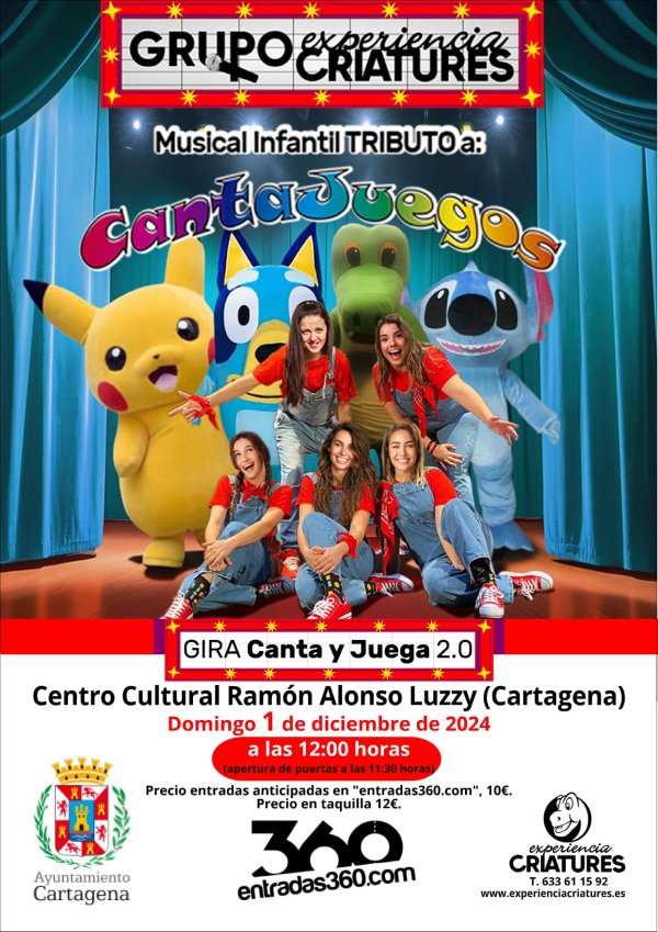 ESPECTACULO FAMILAR: Musical Infantil Tributo a 'Cantajuegos'. Centro Cultural  Ramn Alonso Luzzy