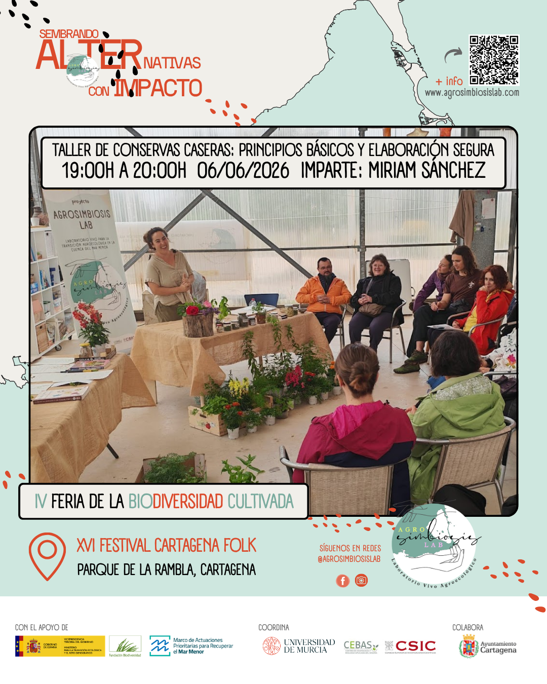 CARTAGENA FOLK:`IV FERIA DE LA BIODIVERSIDAD CULTIVADA�. Taller de conservas caseras: principios b�sicos y elaboraci�n segura