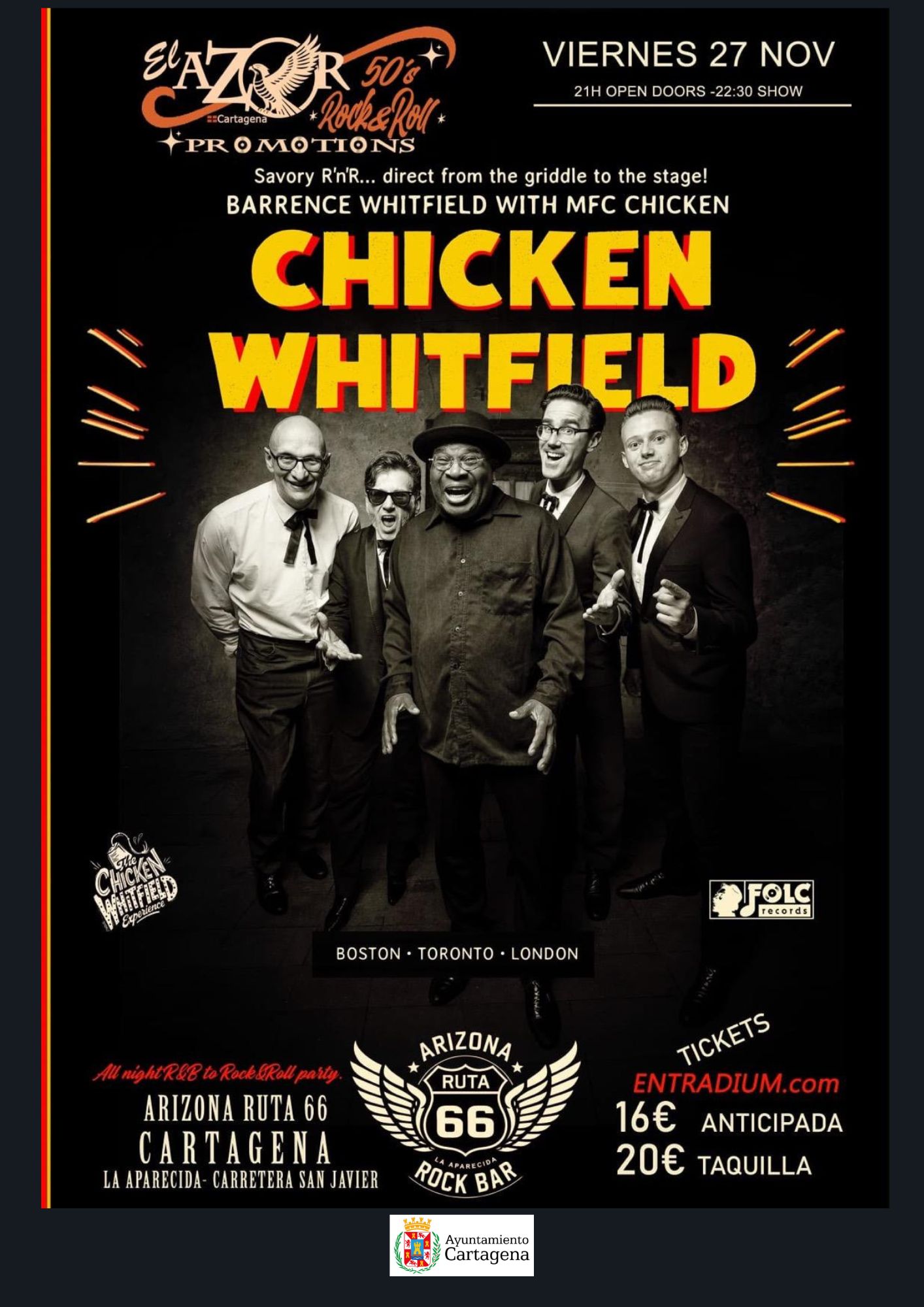CULTURA CERCANA: CONCIERTO `CHIKEN WHITFIELD� BOSTON, TORONTO, LOND�N. ARIZONA RUTA 66 ROCK BAR. LA APARECIDA