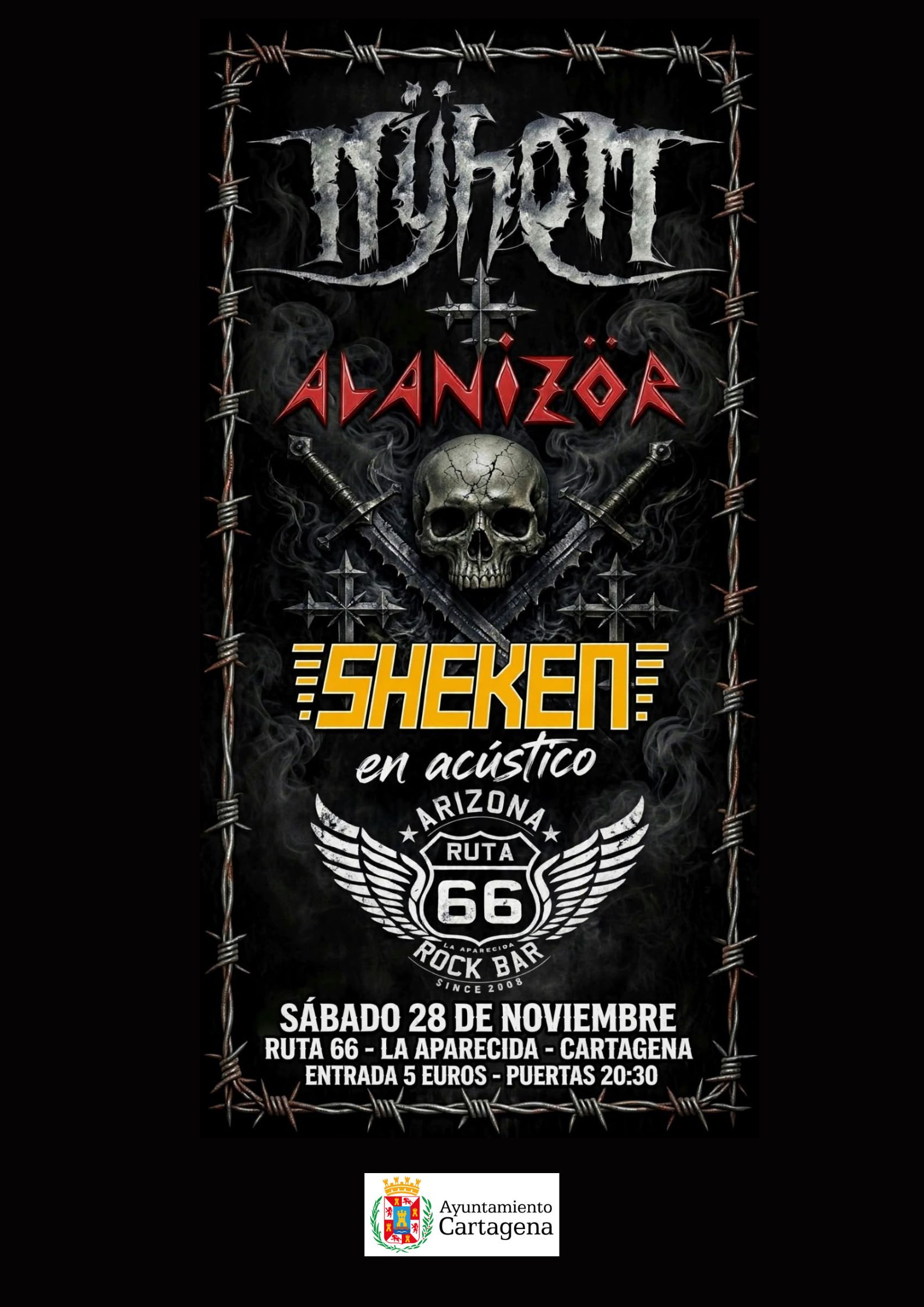 CULTURA CERCANA: CONCIERTO EN ACUSTICO `NYHEN + ALANIZOR + SHEKEN�. ARIZONA RUTA 66 ROCK BAR. LA APARECIDA